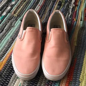 Coral pink slip on vans women’s 9